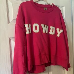 Women's Pink Sweater with 'Howdy' Design